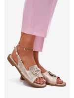 Dámské sandály na plochém podpatku s ozdobným detailem S.Barski KV51-080 zlaté
