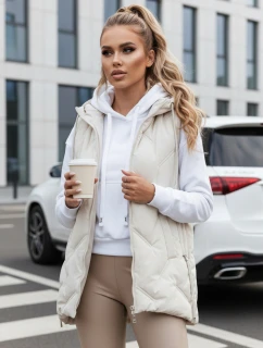 Dámská prošívaná vesta s kapucí bílá FashionStreet TY5108