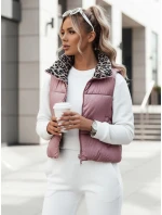 Dámská přechodná krátká prošívaná dvoucestná růžová vesta LEOVELLA FashionStreet TY5492 Dámská přechodná krátká prošívaná dvoucestná růžová vesta LEOVELLA FashionStreet TY5492