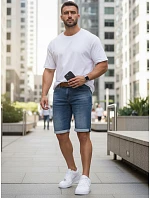Pánské džínové šortky s páskem modré FashionStreet SX2572