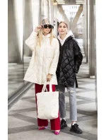 Černá dámská prošívaná oversize bunda s kapucí (ag5-010) Černá dámská prošívaná oversize bunda s kapucí (ag5-010)