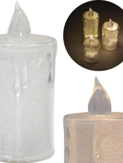 DEKORATIVNÍ SVÍČKA 10,5 CM TRANSPARENTNÍ TEPLÁ BÍLÁ 1 LED