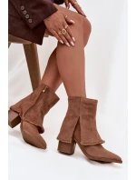 Dámské kotníkové botky na podpatku Idalia – světle hnědé Dámské kotníkové botky na podpatku Idalia – světle hnědé