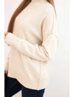 Dámský svetr volný styl 35209 Béžový - K-Fashion