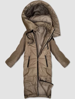 Béžová dlouhá lehce zeteplená dámská bunda S'West (B8509-12)