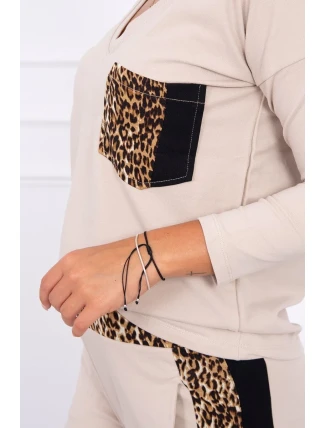 Sada s leopardím potiskem v béžové barvě Sada s leopardím potiskem v béžové barvě
