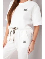Dámský komplet viskózový, máslo, s krátkým rukávem a kalhotami s ohrnutou nohavicí ecru