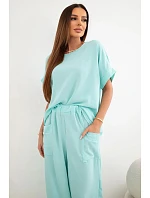 Komplet z viskózy halenka + kalhoty mátový
