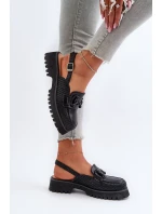 Dámské sandály na ploché podrážce s ozdobou Černé D&A MR38-656