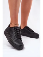 Ekologické Kožené Tenisky Dámské Na Platformě Big Star RR274299 Černé