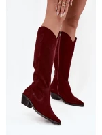 Kozaki Kovbojky Z Přírodního Semiše S Vyhříváním Zazoo 4225 Bordó