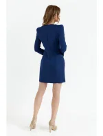 M755 Šaty s modelujícím prošíváním - tmavě modré