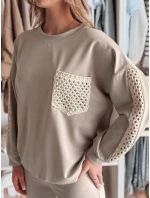 Dámská oversize mikina LUXEEN mocha FashionStreet RY2794