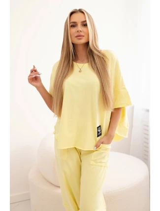 Bavlněný komplet halenka + kalhoty citrit