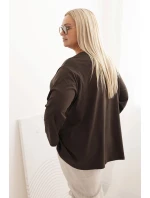 Dámská blůza Plus Size s bavlnou, kapsou a ohrnutým rukávem kiwi