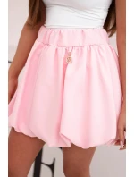 Dámská viskózová sukně balónová s gumou v pase cukrově růžová