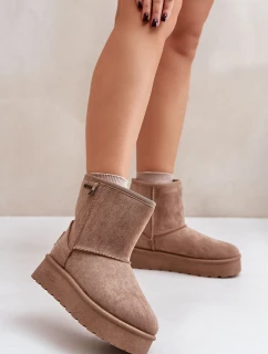 Vysoké dámské sněhule na platformě Big Star OO274A097 béžové