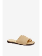 Dámské ploché pantofle s ozdobným detailem Eko semiš žluté Selavine