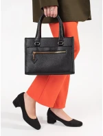 Pohodlné černé lodičky dámské na širokém podpatku Pohodlné černé lodičky dámské na širokém podpatku