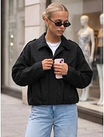 Krátká dámská přechodová látková bunda, černá, FashionStreet TY5955 Krátká dámská přechodová látková bunda, černá, FashionStreet TY5955
