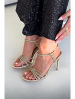 Dámské sandály na jehlovém podpatku s pásky a kryštály zlaté Tanelle Dámské sandály na jehlovém podpatku s pásky a kryštály zlaté Tanelle