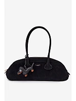 Bagetová Kabelka z Napodobeniny Semiše Přívěsek Jezevčík Černá Annette