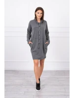 Šaty s kravatou v grafitové barvě
