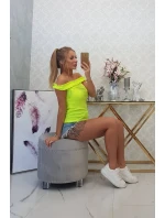 Španělská halenka s volánky žlutá neonová Španělská halenka s volánky žlutá neonová