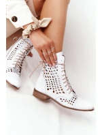 Prolamované Kožené Boty Nicole 2627 Bílé
