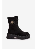 Dámské zateplené kotníkové boty – workery s ozdobou Melisse – černé