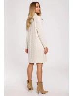 Dámské svetrové šaty M635 béžové - Made Of Emotion