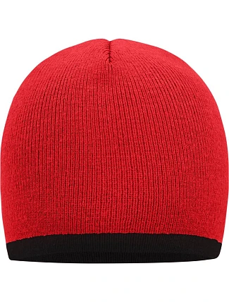 Daiber MB 7584 Pletená čepice s kontrastním lemem 03.7584 red/black