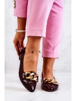 Kožené Lakovaný lodičky z hadí kůže kaštanové Elissabeth