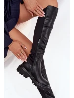 Nákladní dámské kozačky z eko kůže černé Sylvina