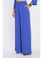 M906 Palazzo kalhoty s pružným pasem a bočními kapsami - modré