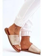 Dámské kožené žabky Světle zlatá Amite