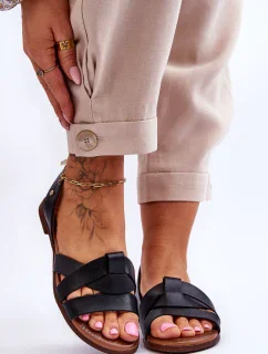 Pohodlné kožené sandály Černé Kayla