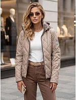 Dámská přechodová bunda s kapucí v barvě kamelové od FashionStreet TY5774 Dámská přechodová bunda s kapucí v barvě kamelové od FashionStreet TY5774