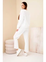 Dámský viskózový máslový komplet s lampasy ecru