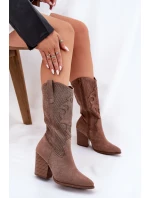Prodyšné Cowboy Boty Na Podpatku S.Barski HY51-606 Hnědé