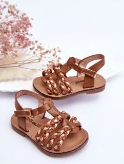 Dětské sandály na suchý zip s pruhy Hněde Sammy