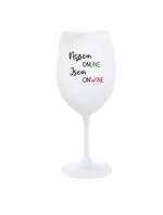 NEJSEM ONLINE JSEM ONWINE - bílá  sklenice na víno 350 ml