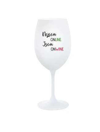 NEJSEM ONLINE JSEM ONWINE - bílá  sklenice na víno 350 ml