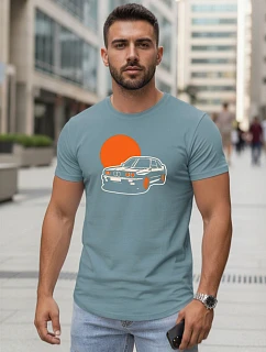 Pánské bavlněné tričko s potiskem automobilů petrol FashionStreet NX5091R