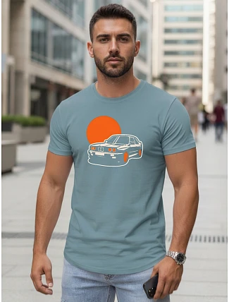 Pánské bavlněné tričko s potiskem automobilů petrol FashionStreet NX5091R