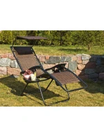 SKLÁDACÍ MULTIFUNKČNÍ ZAHRADNÍ LEHÁTKO SE STŘÍŠKOU 173X52/65X110CM HNĚDÉ