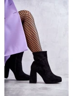 Dámské semišové kozačky na vysokém podpatku Světle černé Ramira