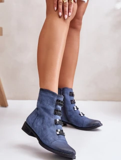 Zateplené dámské boty na zip modré Evalith