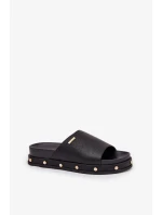 Dámské pantofle na platformě s cvočky Big Star – černé