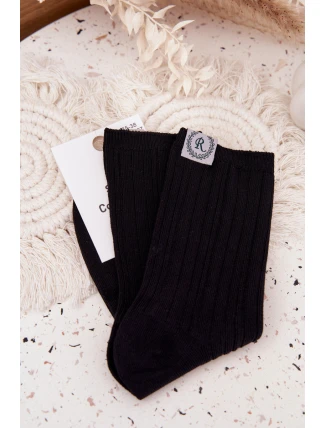Dámské bavlněné ponožky s pruhy – černé
